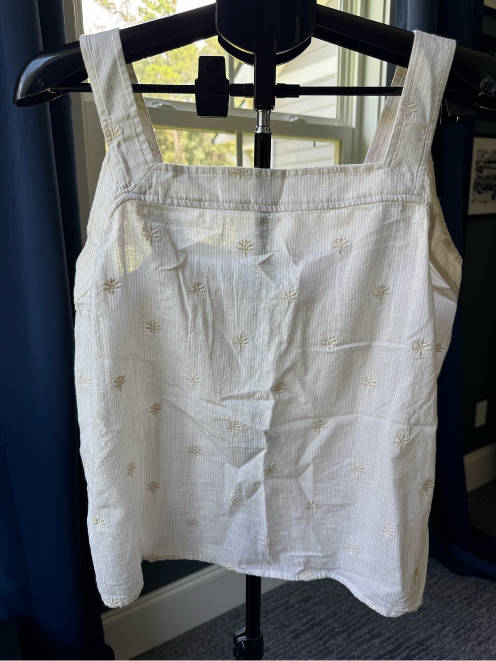 Carve Designs Liv Eyelet Square Neck Tank Top Birch Textured Size Large